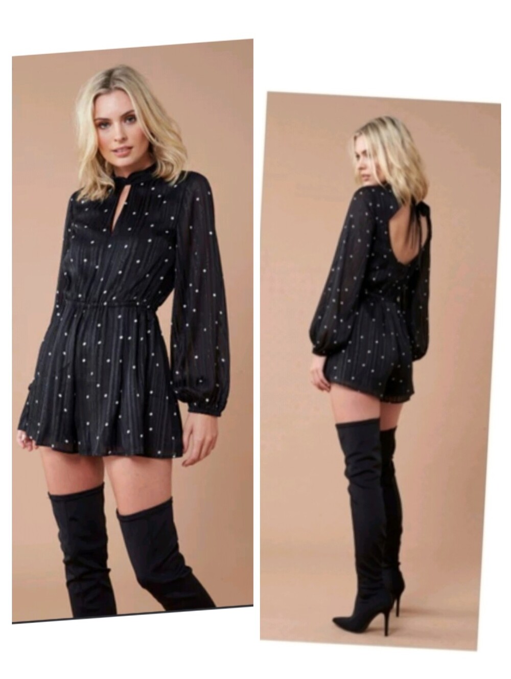 MINKPINK Black and White Polka Dot Jumpsuit